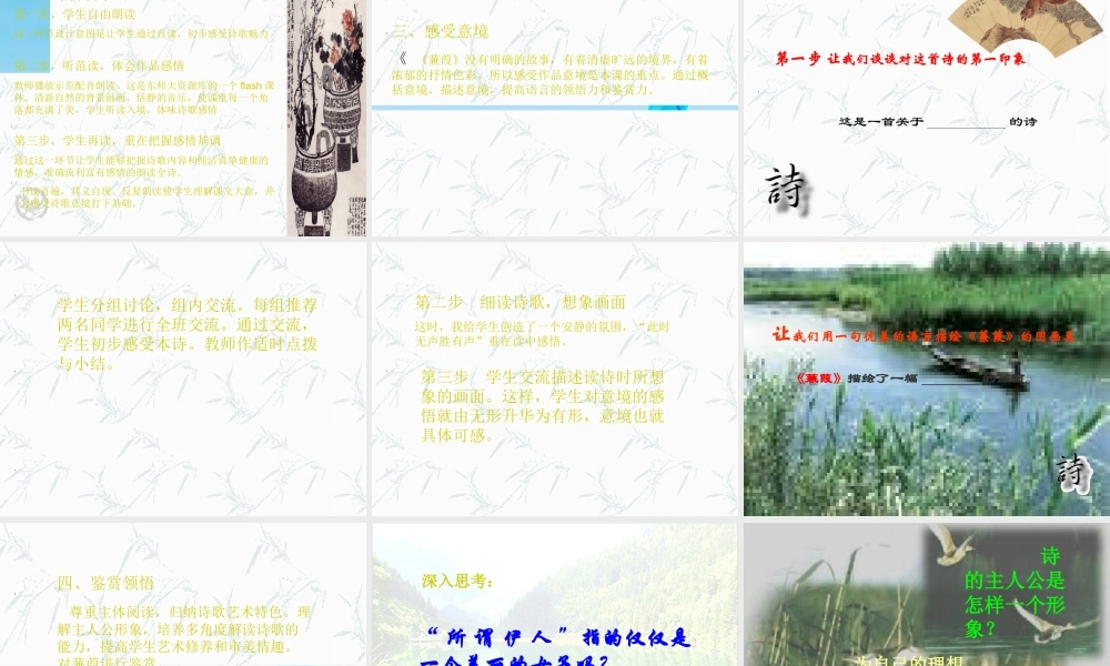 九年级语文下册(蒹葭)优秀说课课件(25页) 人教新课标版 课件