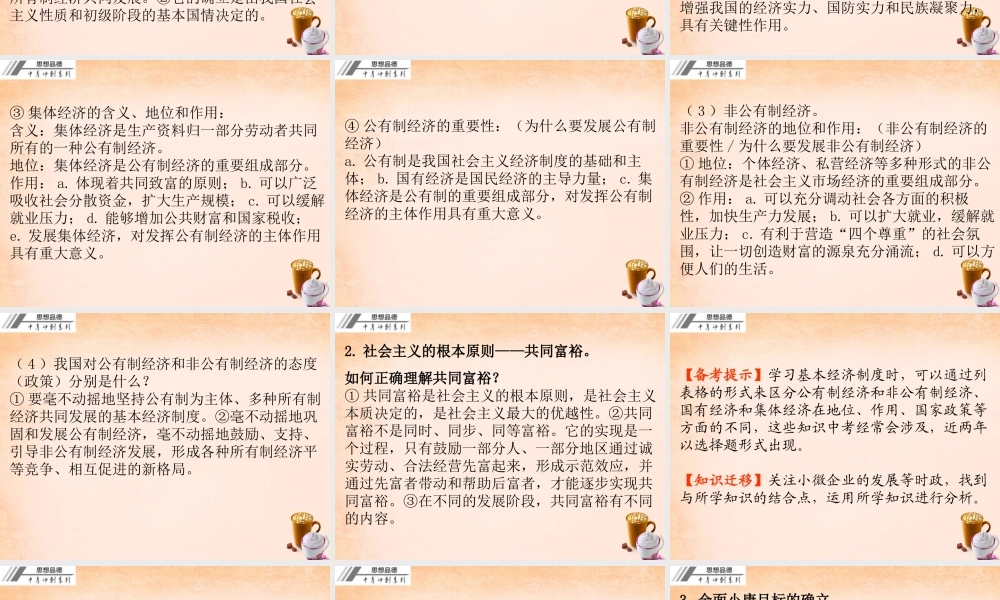 中考政治冲刺复习 第九章 经济建设课件