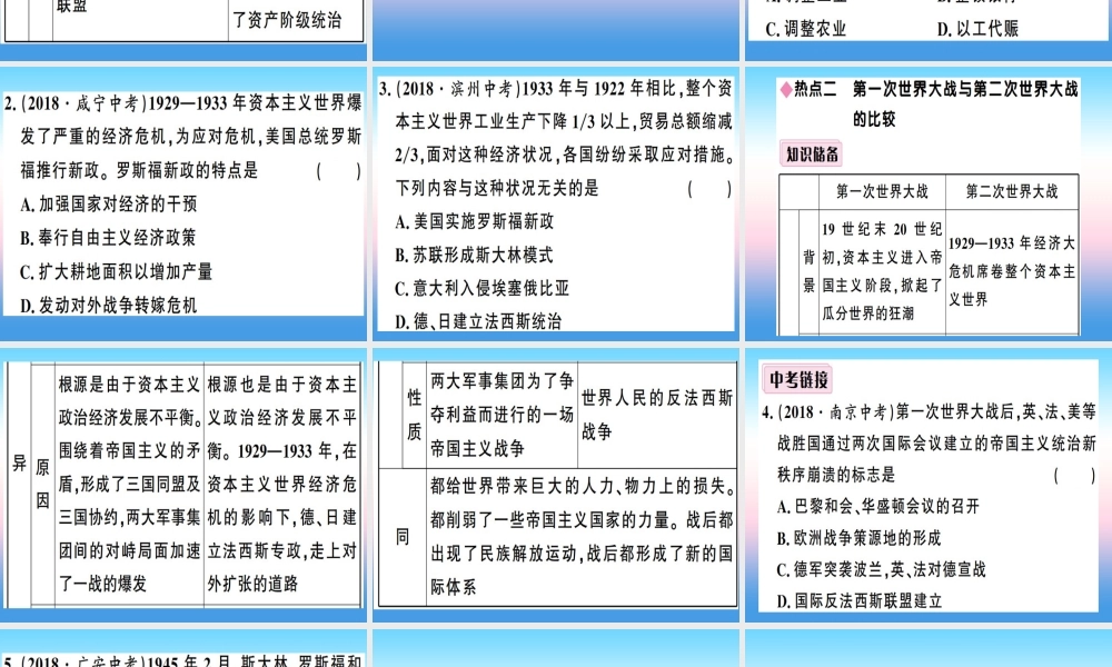 九年级历史下册 第四单元 经济大危机和第二次世界大战小结习题课件 新人教版 课件