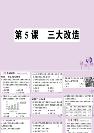 春八年级历史下册 第二单元 社会主义制度的建立与社会主义建设的探索 第5课 三大改造同步训练课件 新人教版 课件