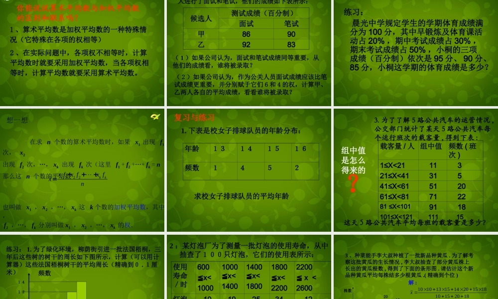 八年级数学下册 .1 平均数课件 (新版)新人教版 课件