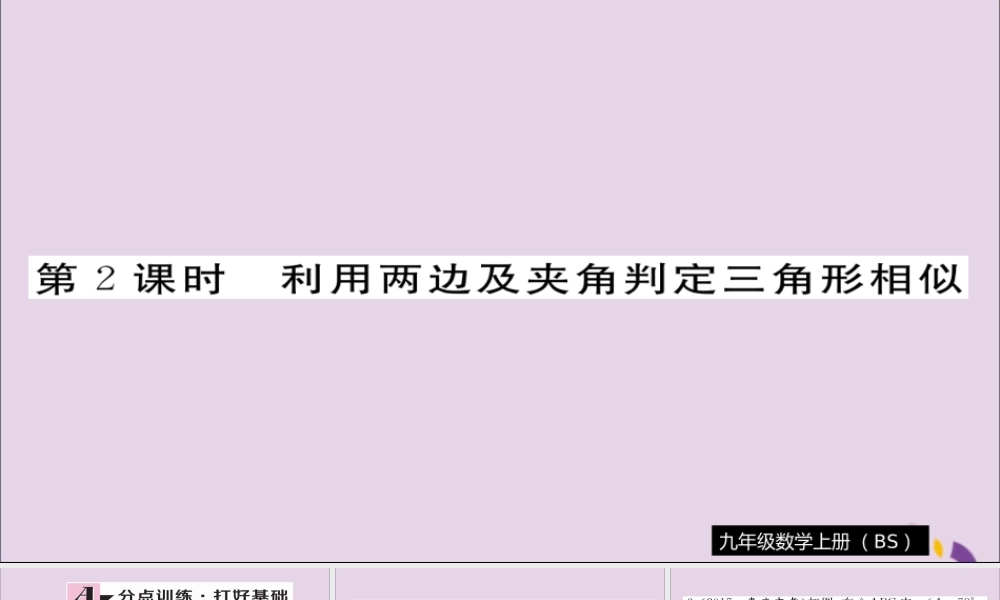 九年级数学上册 第四章 图形的相似 44 第2课时 利用两边及夹角判定三角形相似习题课件 (新版)北师大版 课件