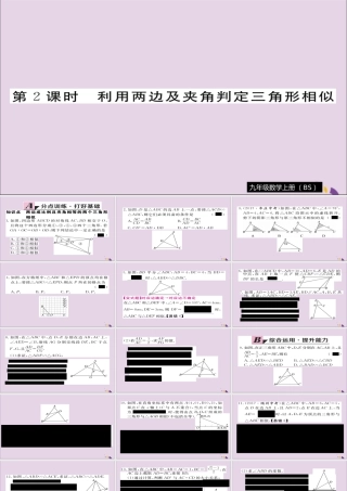 九年级数学上册 第四章 图形的相似 44 第2课时 利用两边及夹角判定三角形相似习题课件 (新版)北师大版 课件