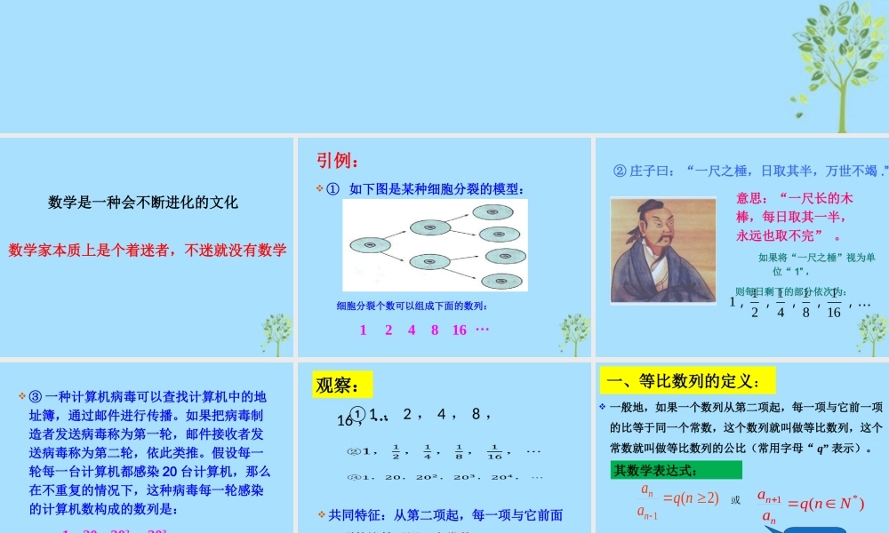 山西省忻州市高考数学 专题 等比数列1复习课件
