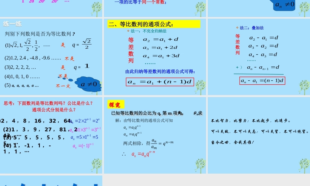山西省忻州市高考数学 专题 等比数列1复习课件
