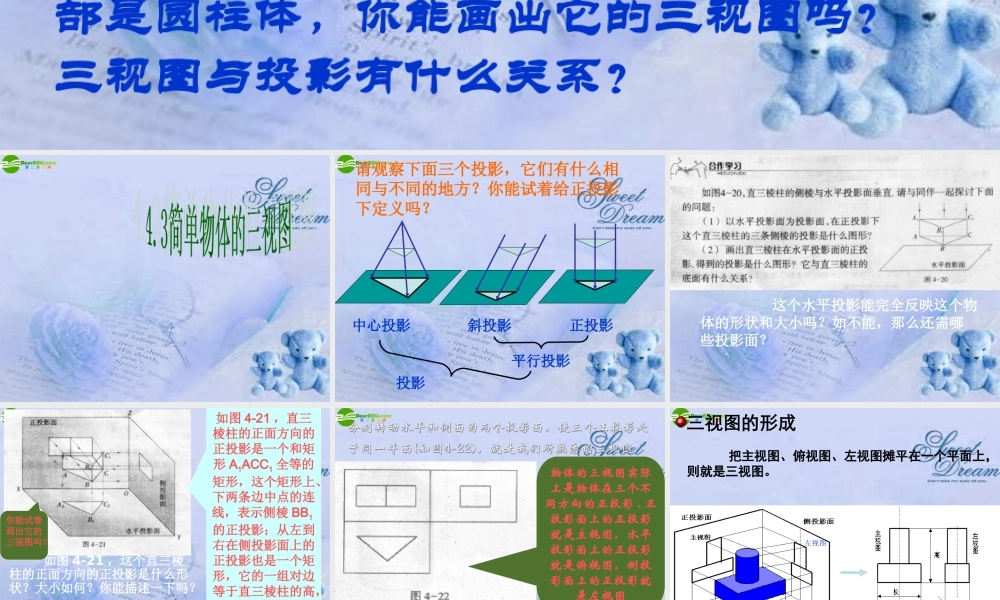 九年级数学下册 43简单物体的三视图(1)课件 浙教版 课件