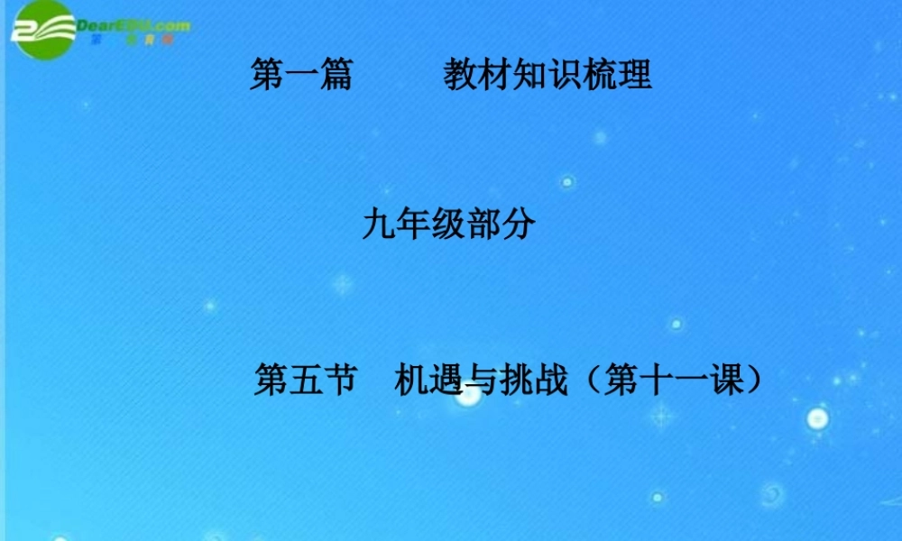 九年级政治 第五课 机遇与挑战 课件