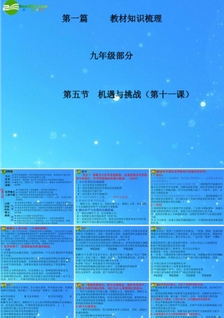 九年级政治 第五课 机遇与挑战 课件