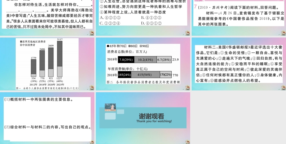九年级语文下册 第四单元 15 无言之美作业课件 新人教版 课件