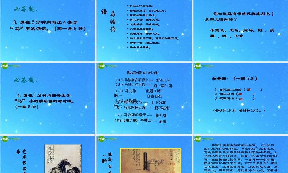 七年级语文下册 之(综合性学习马的世界)课件 人教新课标版 课件