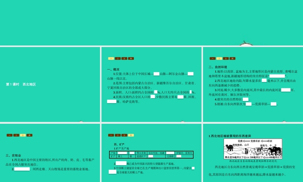 八年级地理下册 5.3 西北地区和青藏地区(第1课时 西北地区)课件 (新版)湘教版 课件