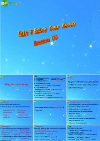 八年级英语上册 Unit 7 Enioy Your Hobby Lesson 55课件 冀教版 课件