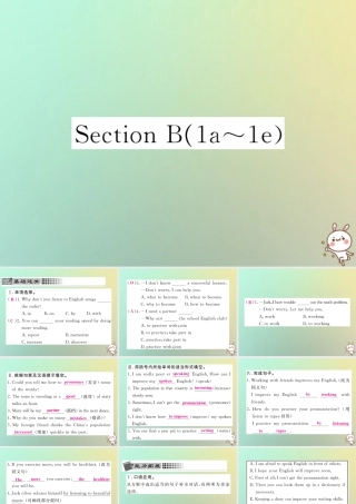 九年级英语全册 Unit 1 How can we become good learners Section B(1a 1e)课时检测课件 (新版)人教新目标版 课件