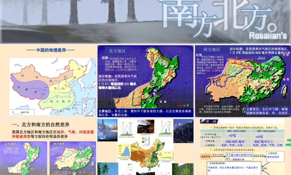 八年级地理南方地区和北方地区课件 新课标 人教版 课件