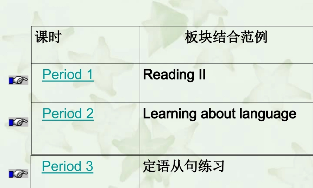 广东省选修7第五单元阅读2 pre-reading reading课件 新课标 人教版 课件