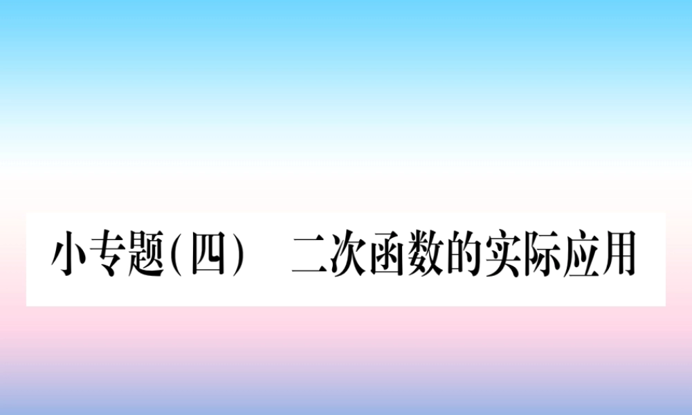 九年级数学下册 小专题(四)二次函数的实际应用课堂导练课件(含中考真题)(新版)北师大版 课件