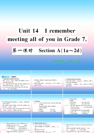 九年级英语全册 Unit 14 I remember meeting all of you in Grade 7(第1课时)习题课件 (新版)人教新目标版 课件