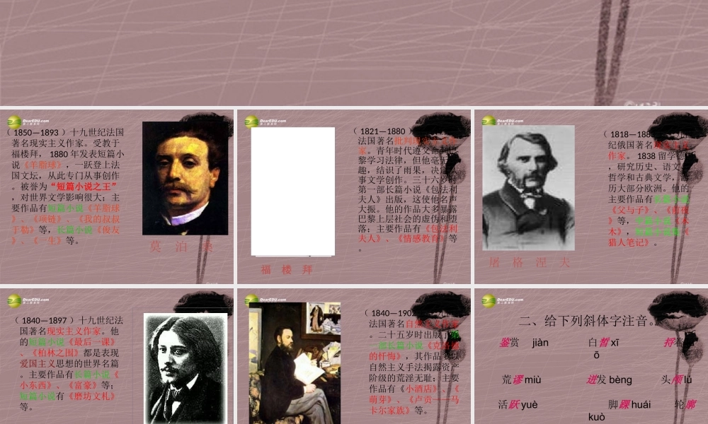 中学七年级语文下册(第14课 福楼拜家的星期天)课件 新人教版 课件