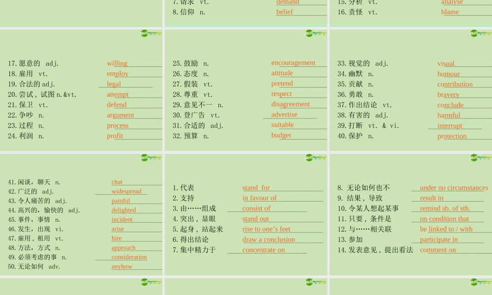 广东省高三英语第一轮总复习 Module4 Unit11 The edia(1)课件 北师大版 新课标 课件