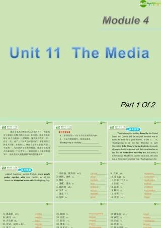 广东省高三英语第一轮总复习 Module4 Unit11 The edia(1)课件 北师大版 新课标 课件