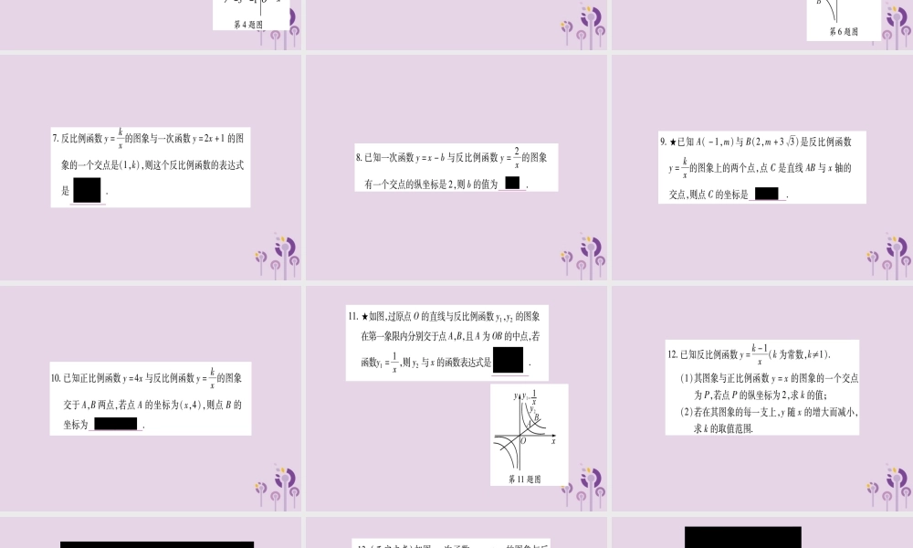 九年级数学上册 第1章 反比例函数 小专题(1)反比例函数与一次函数综合运用作业课件 (新版)湘教版 课件