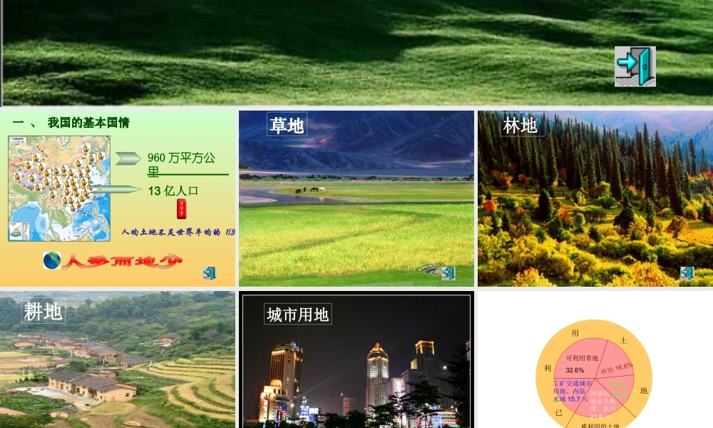 八年级地理 中国的土地资源课件 湘教版 课件