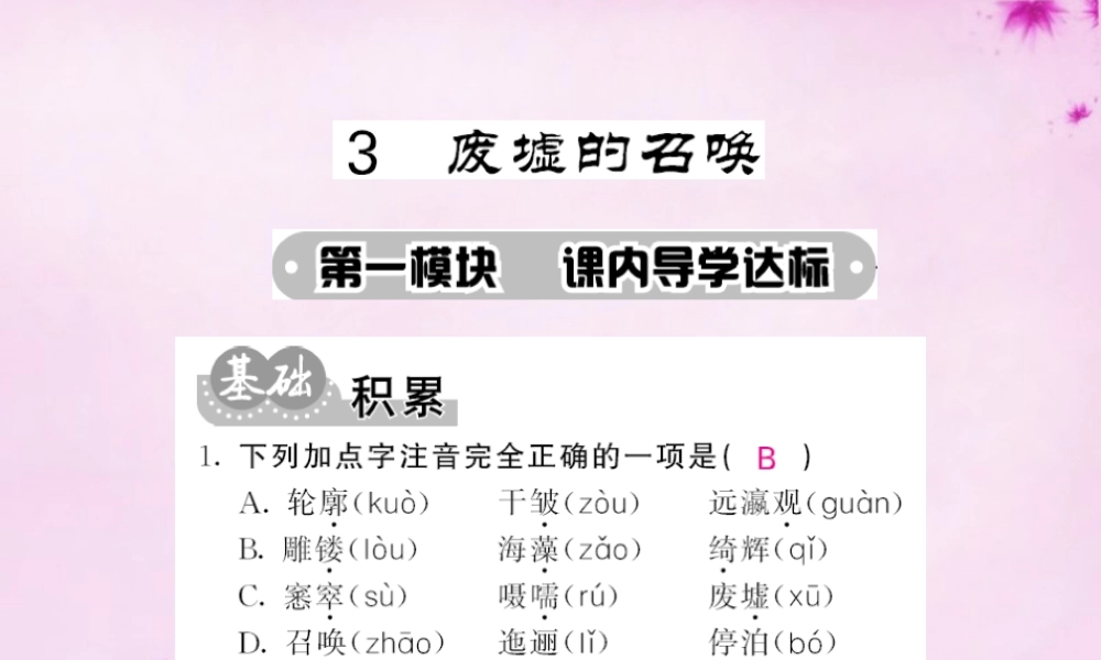 九年级语文下册 3 废墟的召唤课件 语文版 课件