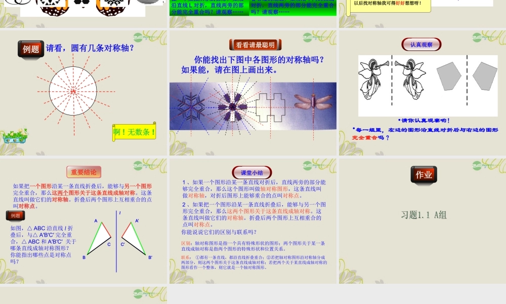 八年级数学上册(1.1我们身边的轴对称图形)课件2 青岛版 课件