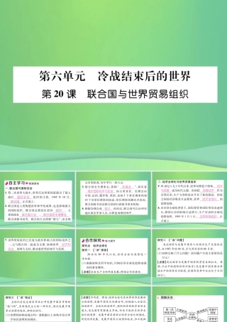 九年级历史下册 第6单元 冷战结束后的世界 第联合国与世界贸易组织自主学习课件 新人教版 课件