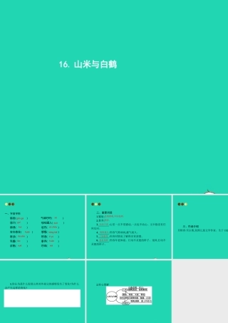 八年级语文上册 第四单元 16 山米与白鹤课件 语文版 课件
