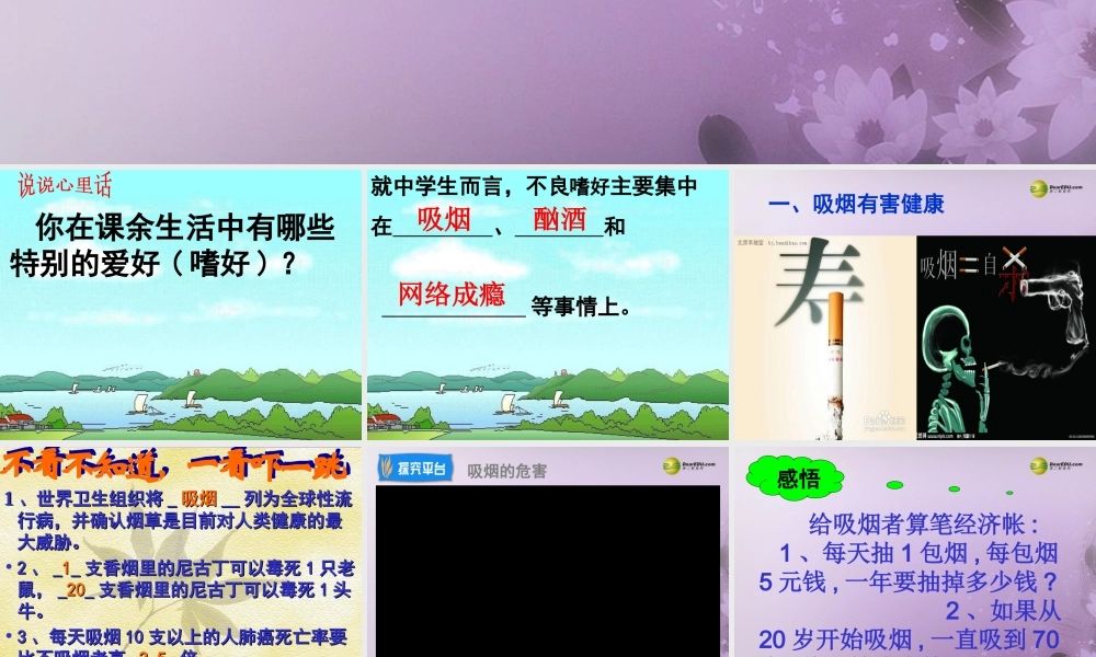 八年级政治下册 第十二课第二框杜绝不良嗜好课件 苏教版 课件