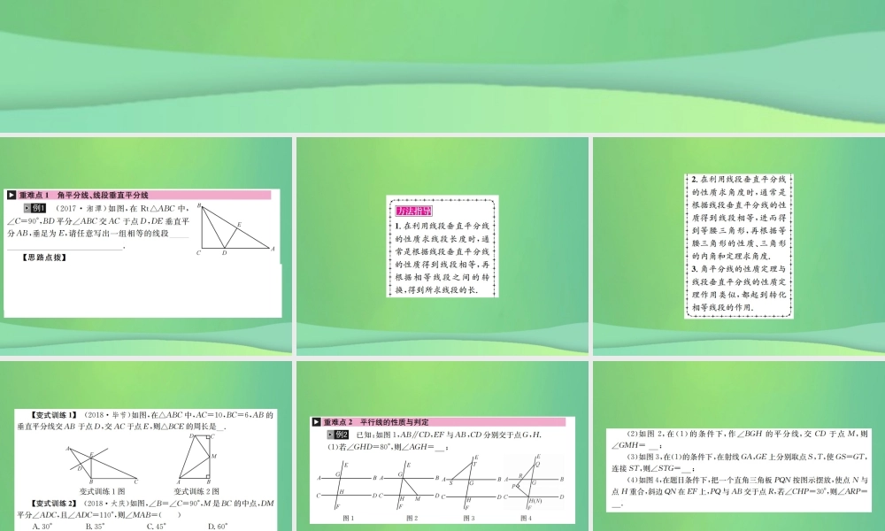 中考数学复习 第四单元 图形的初步认识与三角形 第13讲 角、相交线与平行线课件