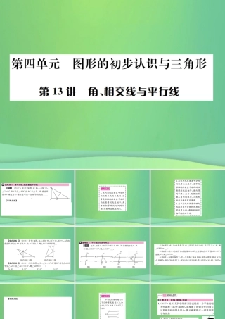 中考数学复习 第四单元 图形的初步认识与三角形 第13讲 角、相交线与平行线课件