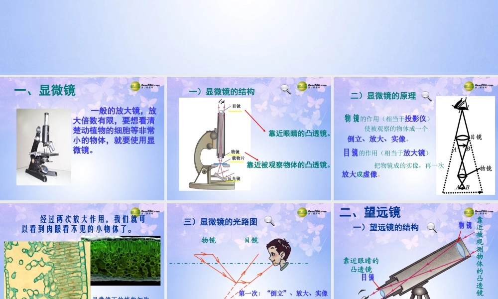 八年级物理上册 第五章 第5节(显微镜和望远镜)课件 新人教版 课件