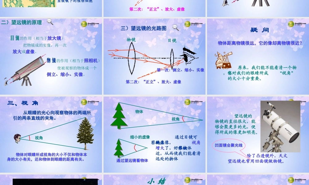 八年级物理上册 第五章 第5节(显微镜和望远镜)课件 新人教版 课件