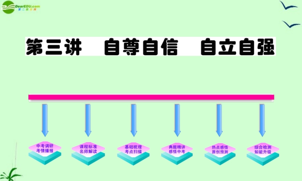 政治全程复习方略 第3讲 自尊自信 自立自强人教实验版 课件