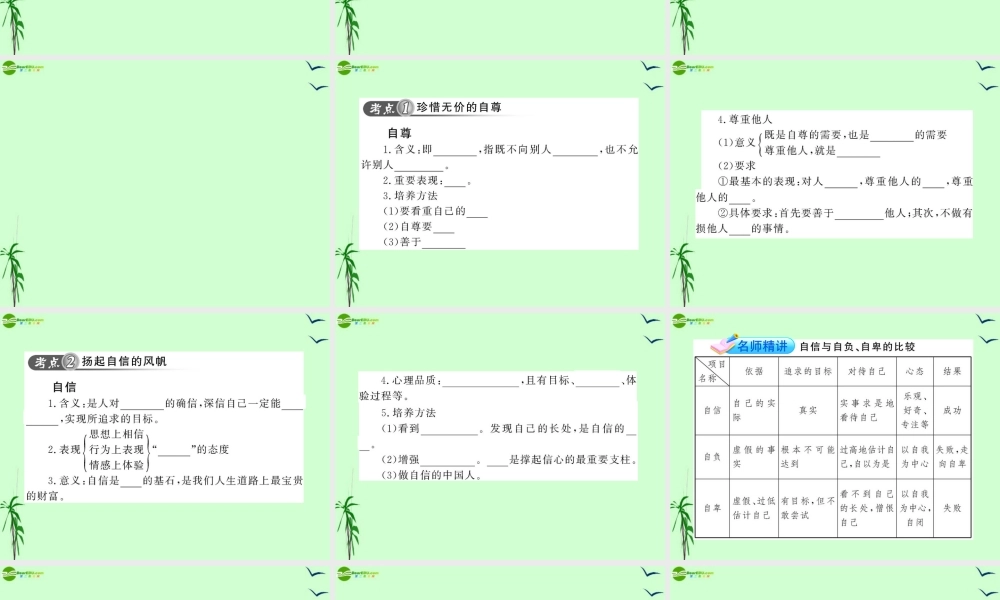 政治全程复习方略 第3讲 自尊自信 自立自强人教实验版 课件