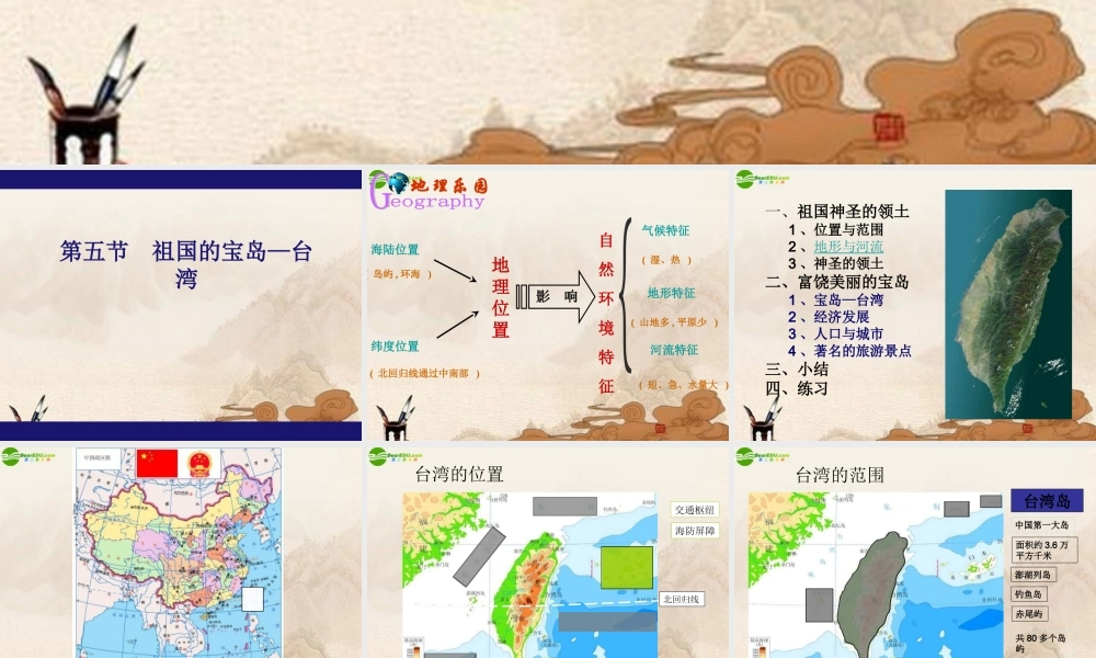 八年级地理下册 第五节祖国的宝岛—台湾课件 人教新课标版 课件