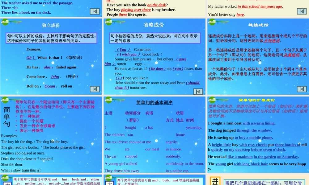 初中英语 句子概论概述课件