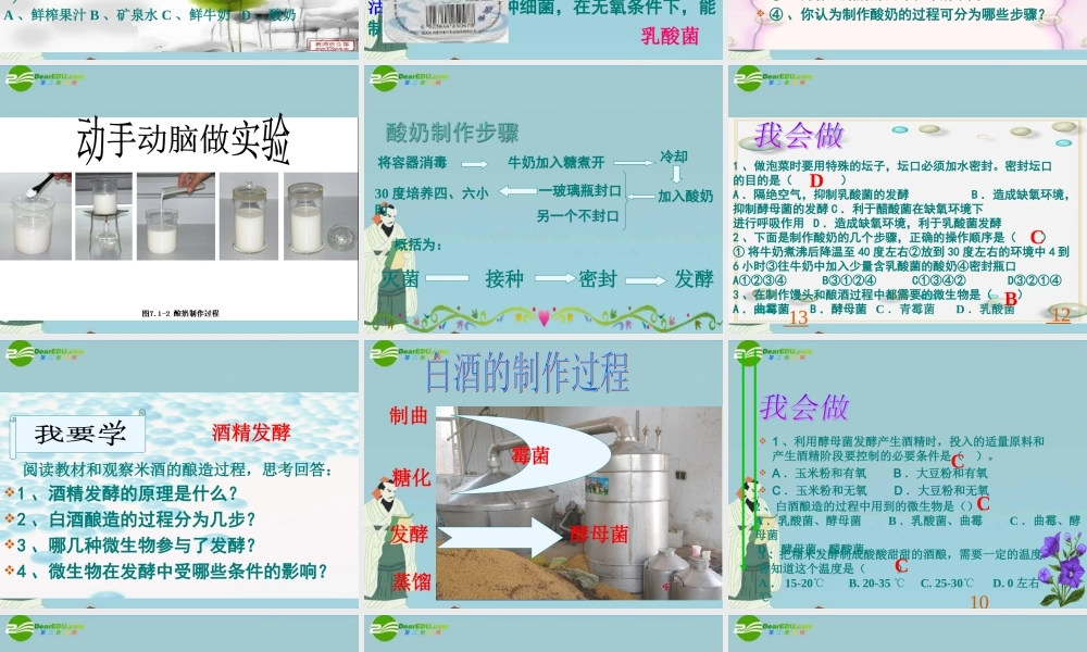 八年级生物下册 第25章第1节发酵技术 课件 北师大版 课件