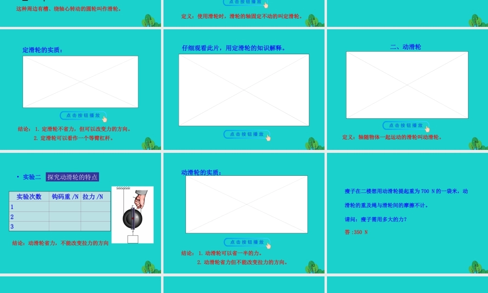 八年级物理全册 第十章 第二节 滑轮及其应用课件 八年级物理全册 第十章 第二节 滑轮及其应用课件+素材 (新版)沪科版 八年级物理全册 第十章 第二节 滑轮及其应用课件+素材 (新版)沪科版-2