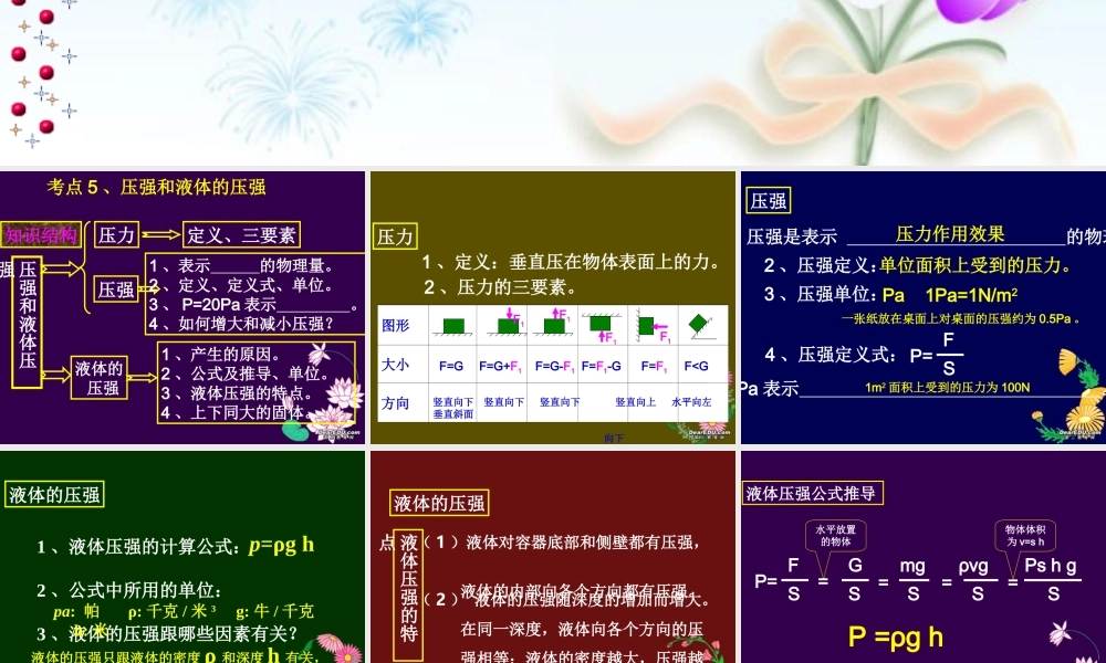 九年级物理压强复习课 课件