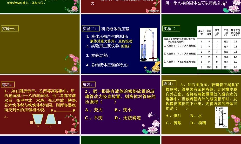 九年级物理压强复习课 课件