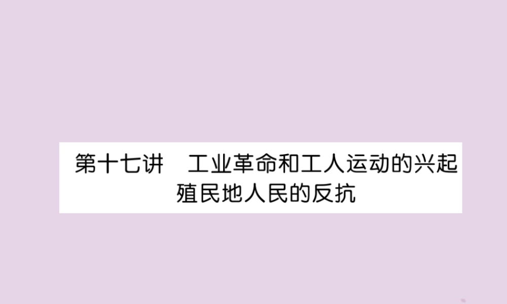 中考历史总复习 第一编 教材知识速查篇 模块三 世界近代史 第17讲 工业革命和工人运动的兴起 殖民地人民的反抗(精讲)课件