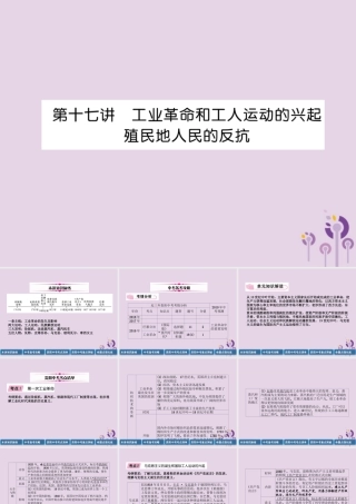 中考历史总复习 第一编 教材知识速查篇 模块三 世界近代史 第17讲 工业革命和工人运动的兴起 殖民地人民的反抗(精讲)课件