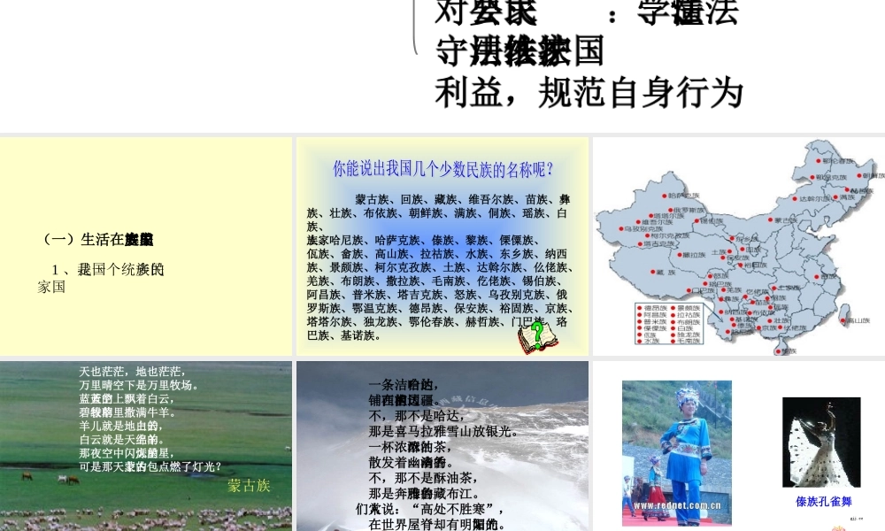 人教版初三政治和睦团结的祖国大家庭 课件