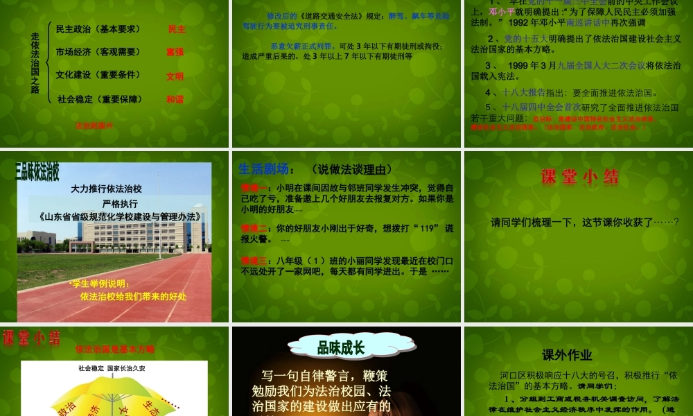 八年级政治下册 第八单元 17.1 走依法治国之路课件 鲁教版 课件
