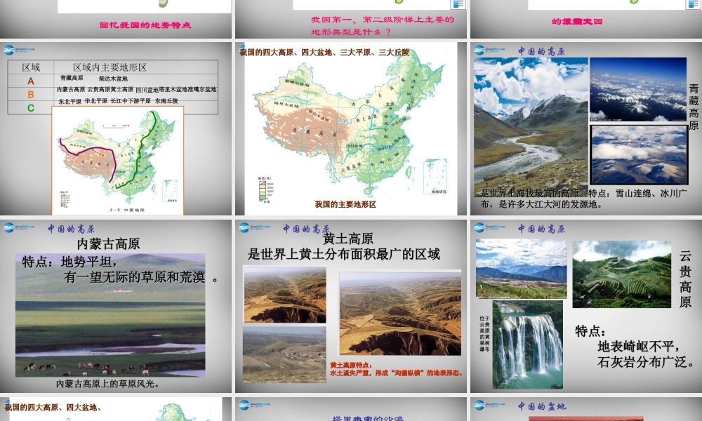 八年级地理上册 2.1 中国的地形课件 湘教版 课件