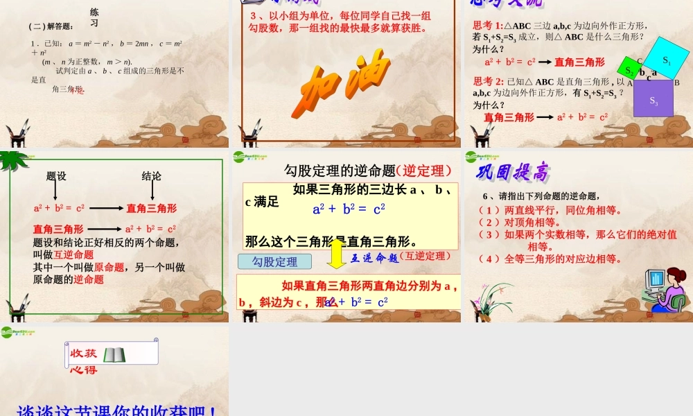 八年级数学下册(勾股定理的逆定理)(2)课件 人教新课标版 课件