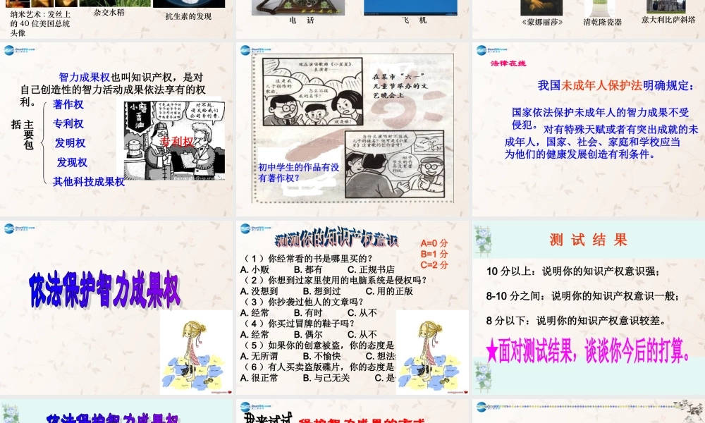 八年级政治上册 9.2 法律保护我们的无形财产课件 鲁教版 课件